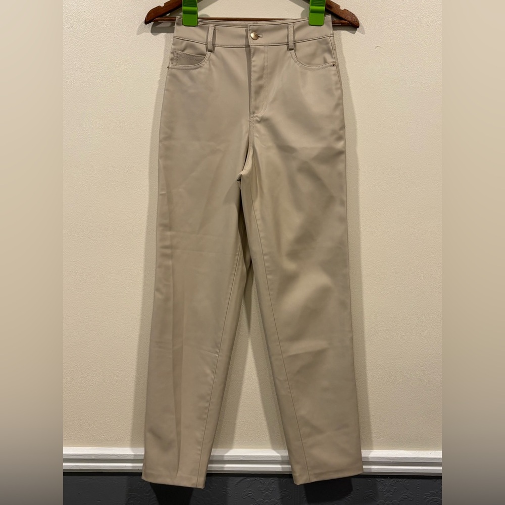 Zara Faux Leather Pants women Khaki Chinos Size 0